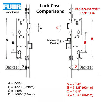 Hoppe Multipoint Lock, 1-3/8" backset, Manual 2 rollers Bottom @ 29.53" & Top @ 50.59